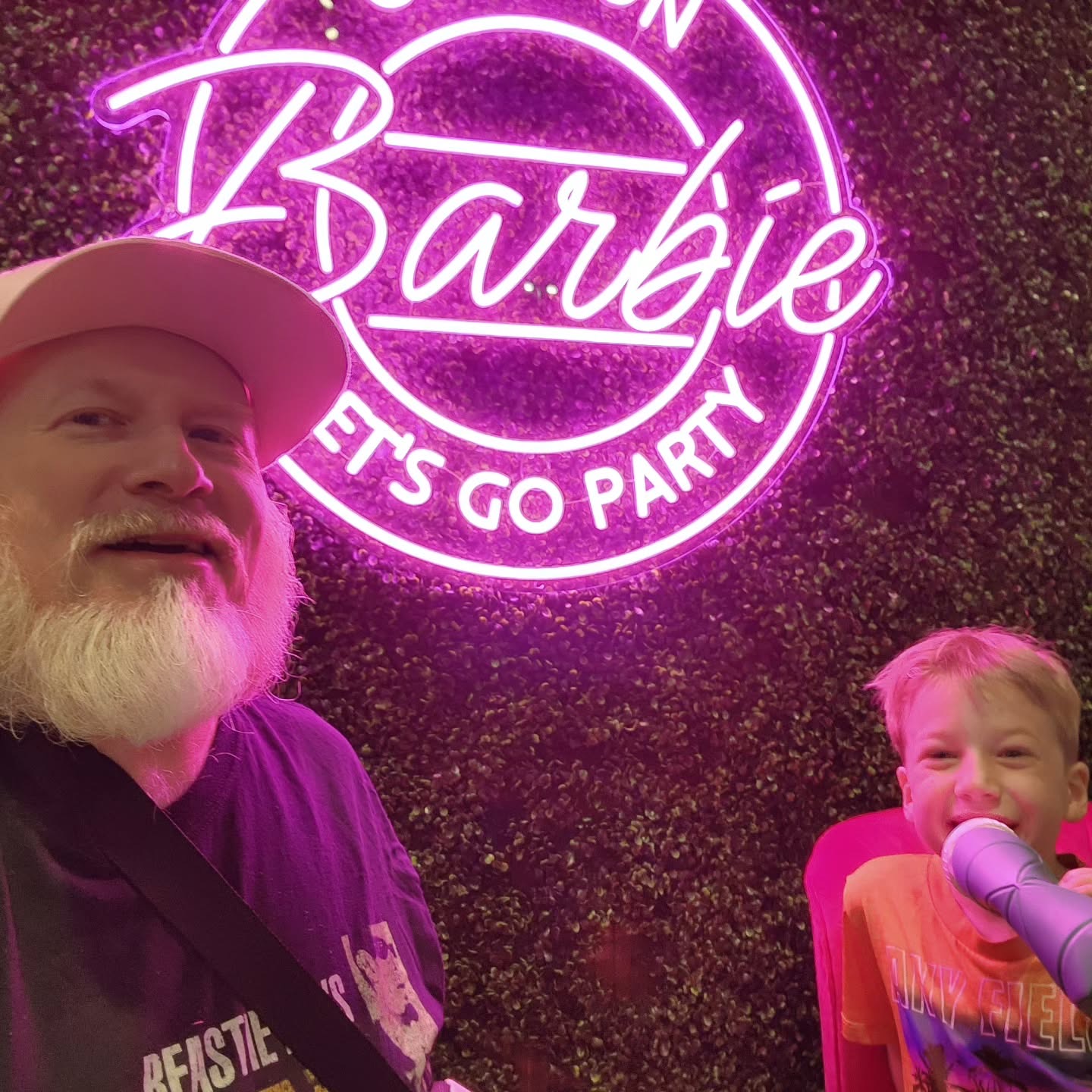 Fun at the movies with Alexander! We didn't see Barbie, we saw TMNT (which is good) and just took photos in the Barbie chairs 🪑